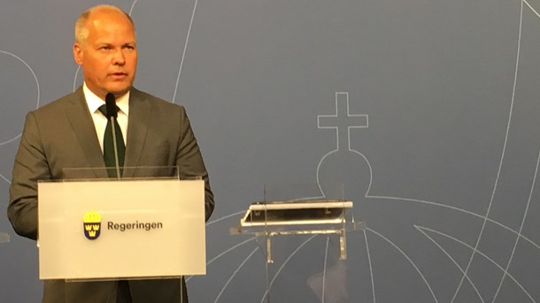 Justitieminister Morgan Johansson (S), vid tisdagens pressträff.