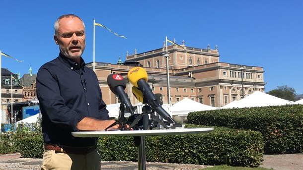 Partiledaren Jan Björklund vid presentationen av Liberalernas valmanifest.