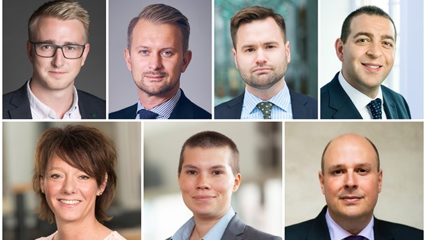 Fredrik Christensson (C), Jimmy Loord (KD), Erik Bengtzboe (M), Roger Haddad (L), Matilda Ernkrans (S), Annika Hirvonen Falk (MP) och Patrick Reslow (SD).