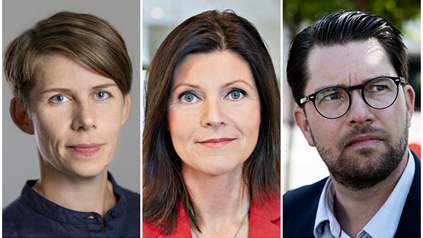 Ulrika Hyllert, ordförande SJF, Eva Nordmark, ordförande TCO och Jimmie Åkesson, partiledare SD.