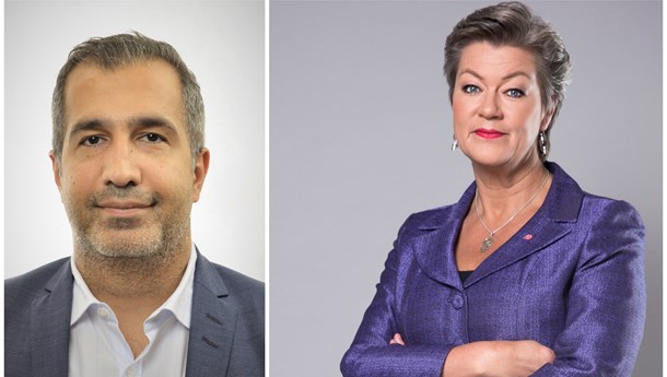 Riksdagsledamot Alireza Akhondi (C) och arbetsmarknadsminister Ylva Johansson (S).