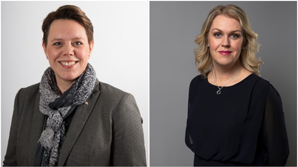 Marie Morell (M) ordförande hälso- och sjukvårdsdelegationen SKL, och socialminister Lena Hallengren (S).