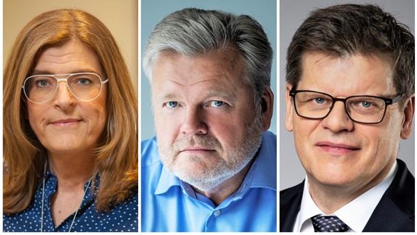 Therese Guovelin, LO, Thomas Erséus, Almega och Roger Mörtvik (S), arbetsmarknadsdepartementet.