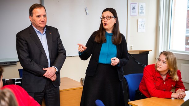 Statsminister Stefan Löfven och utbildningsminister Anna Ekström (S). Arkivbild.