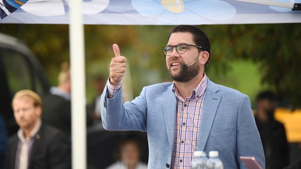 Jimmie Åkesson (SD) under valspurten 2018.