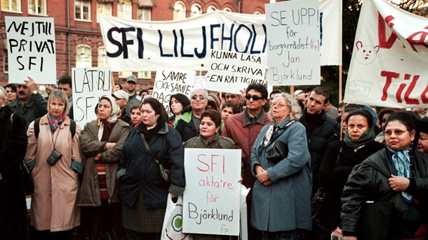 Stockholm 2002. Lärarförbundet demonstrerade mot utförsäljningen av sfi.