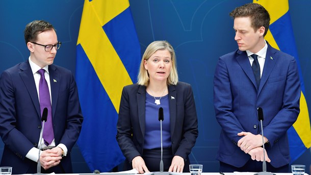 Från presskonferensen där regeringen tillsammans med stödpartierna lanserade ett stödpaket till näringslivet med ett värde på upp till 300 miljarder kronor.