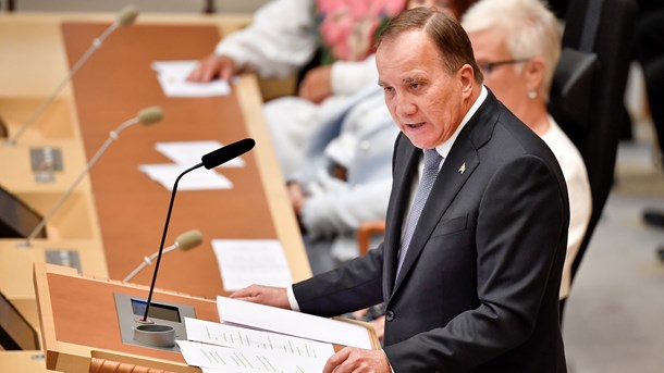 Stefan Löfven vid riksdagens öppnande tidigare i dag. 