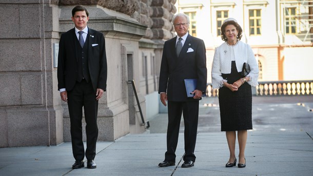 Talman Andreas Norlén, kung Carl Gustaf och drottning Silvia inför riksmötets öppnande.