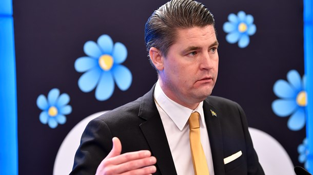 Sverigedemokraternas Oscar Sjöstedt (SD) presenterar partiets skuggbudget. 