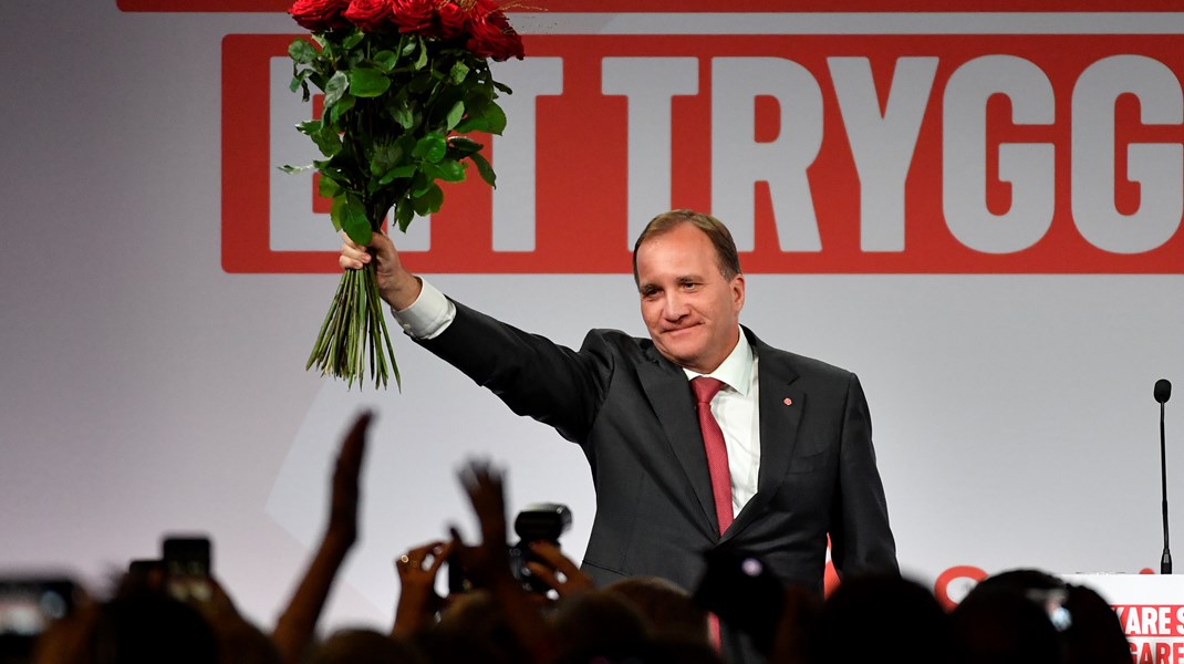 Partiledare Stefan Löfven under Socialdemokraternas valvaka 2018. 