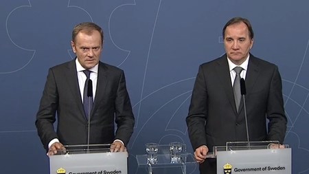 Europeiska rådets ordförande Donald Tusk och statsminister Stefan Löfven.