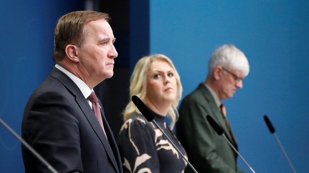 Pressträff med Stefan Löfven, Lena Hallengren och Johan Carlson