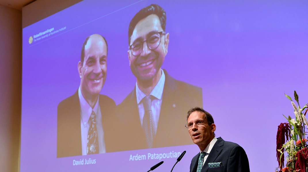 Nobelkommitténs ordförande Thomas Perlmann berättar om årets Noblpris i medicin på en pressträff på Karolinska institutet i Stockholm under måndagen.