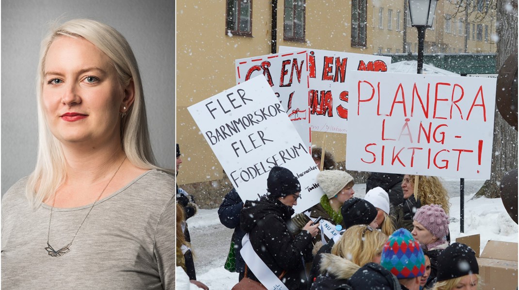 Den ansträngda förlossningsvården är en mångårig följetong. Här syns barnmorskor vid en manifestation för trygg och säker vård i Stockholm 2013. 