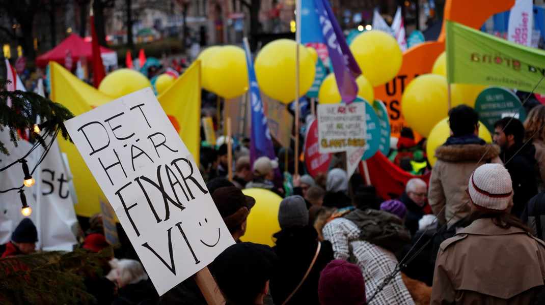 Klimatdemonstration 2015, från Norra Latin till Mynttorget, Stockholm.