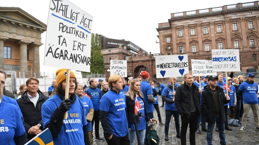 Bild från SAS-anställdas senaste demonstration i höstas. 