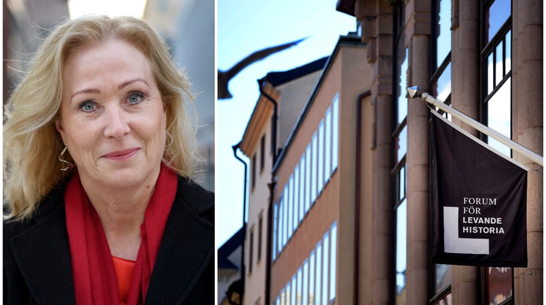 Jeanette Gustafsdotter (S) och Forum för levande historia på Stora Nygatan i Gamla stan, Stockholm.