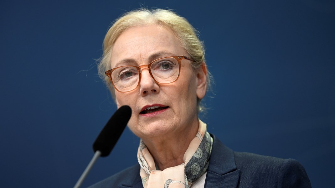 MSB:s generaldirektör Charlotte Petri Gornitzka leder pressträffen.