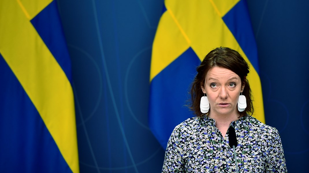 Biståndsminister Matilda Ernkrans (S) vid en pressträff i Rosenbad. 