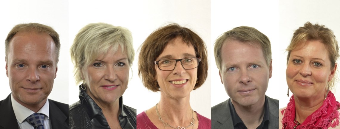 Oppositionens skolpolitiska talespersoner: Stefan Jakobsson (SD), Annika Eclund (KD), Ulrika Carlsson (C), Christer Nylander (L) och Camilla Waltersson Grönvall (M). 