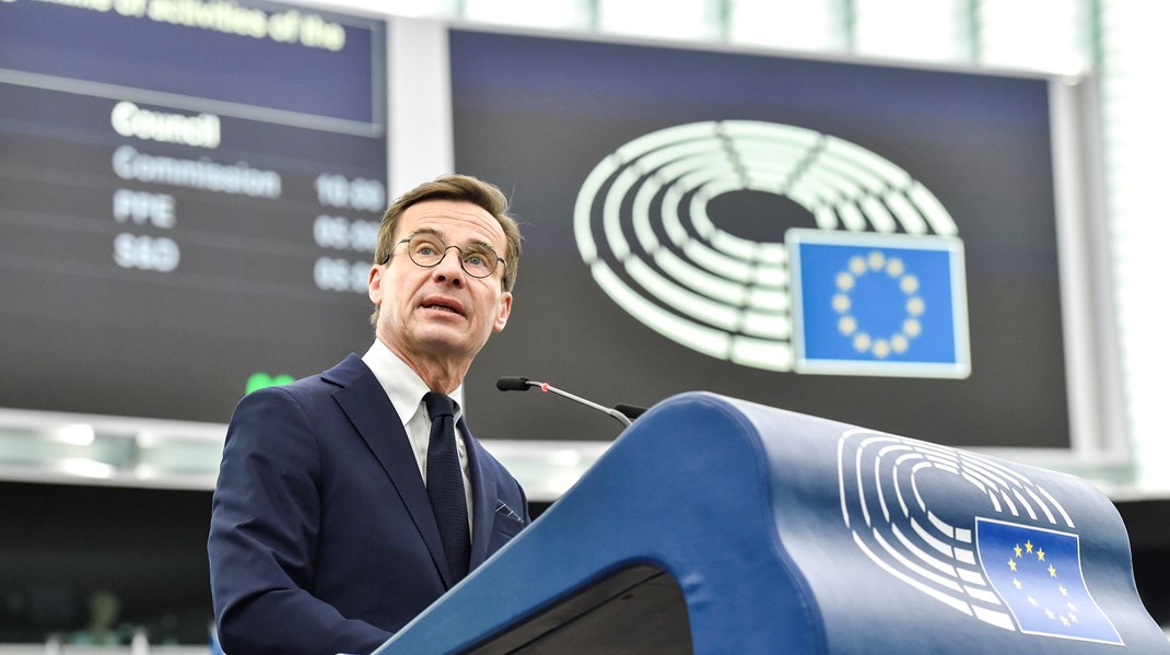 Statsminister Ulf Kristersson (M) debatterade på tisdagen Sveriges prioriteringar under EU-ordförandeskapet i Europaparlamentet. 