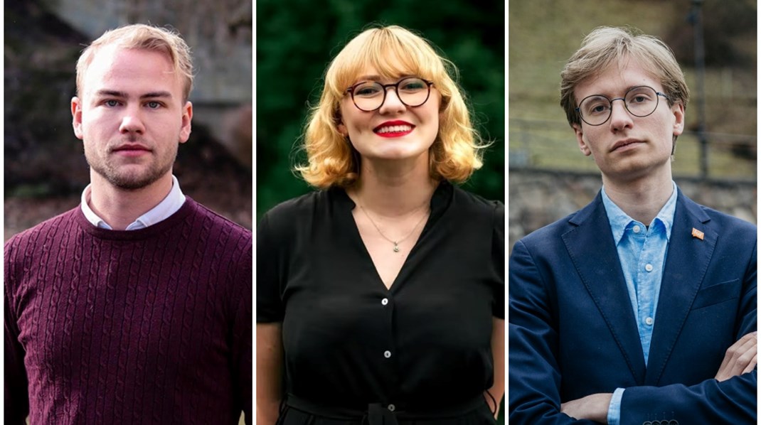 Douglas Thor, ordförande Muf, Caroline von Seth, vice förbundsordförande Cuf och Erik Berg, ordförande Luf, ska ta fram en liberal reformagenda för skolpolitiken.