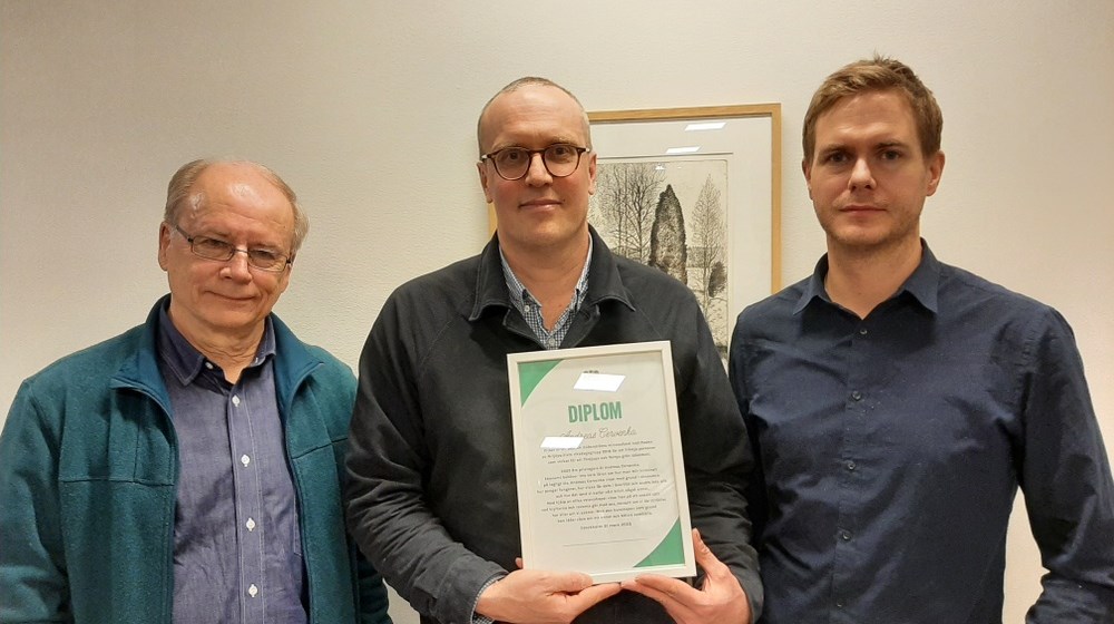 Tidigare MP-riksdagsledamoten Valter Mutt, pristagaren Andreas Cervenka och ex-språkröret Gustav Fridolin.