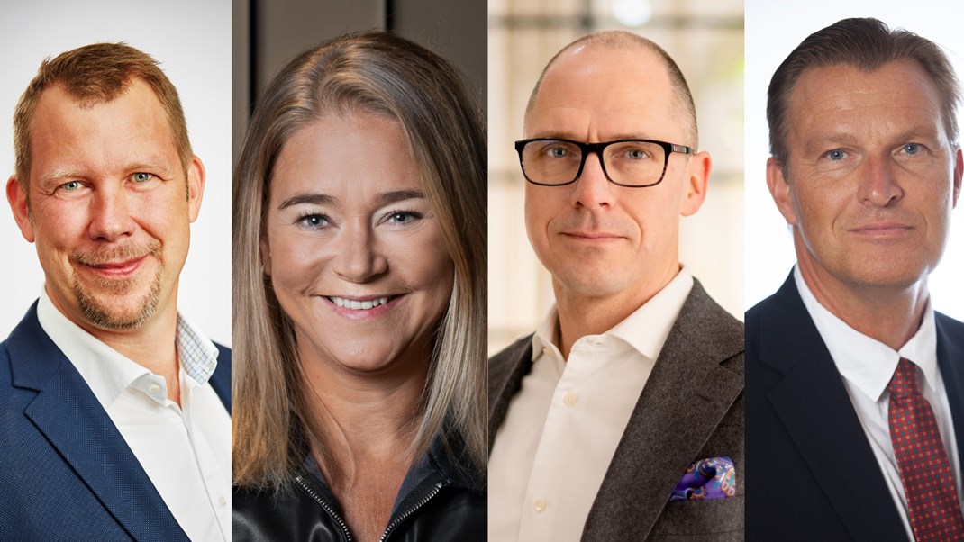 Jonas Hansson, VD Helsingborgshem, Katarina Liljestam-Beyer, ordförande Svenska Colivingförbundet & VD COLIVE, Mattias Tegefjord, VD Uppsalahem, Patrik Emanuelsson, VD Heba. 