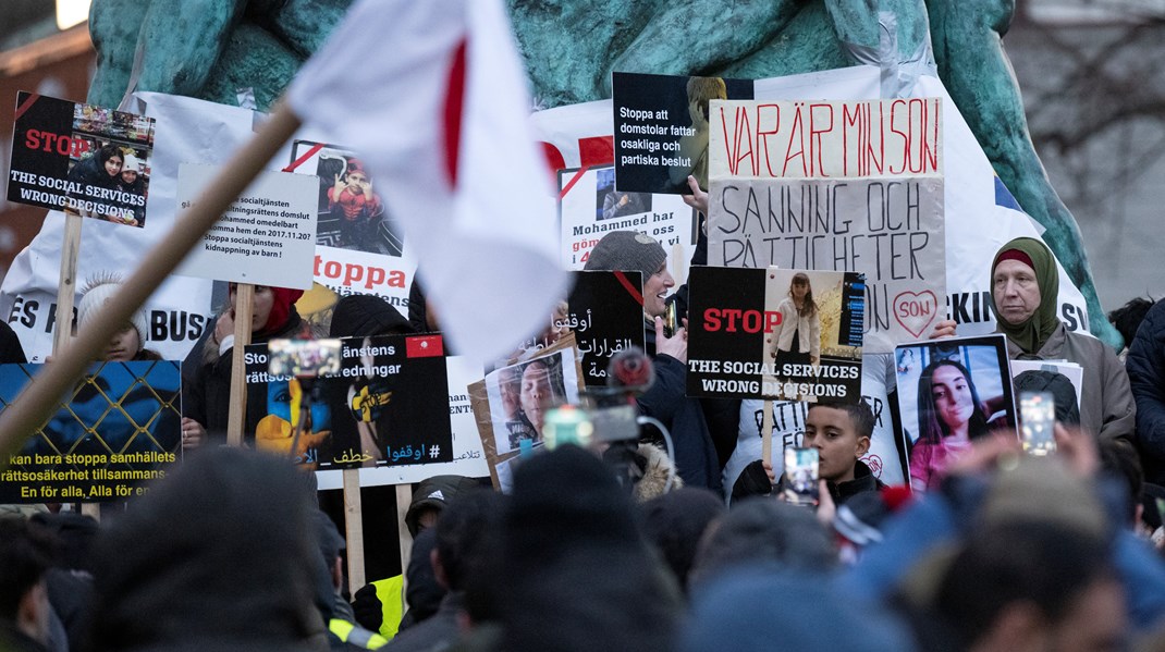 Flera demonstrationer mot socialtjänsten har genomförts, här i Malmö i februari 2022.