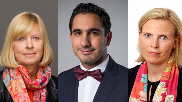 Civilminister Ardalan Shekarabi (mitten) har tillsatt en Tillitsdelegation. Den ska ledas av Laura Hartman (th), övriga två ledamöter är Gunilla Hult Backlund, generaldirektör för Inspektionen för vård och omsorg (tv) samt Emil Broberg, tredje vice ordförande för SKL och V-landstingspolitiker i Östergötlands läns landsting (ej med på bild).