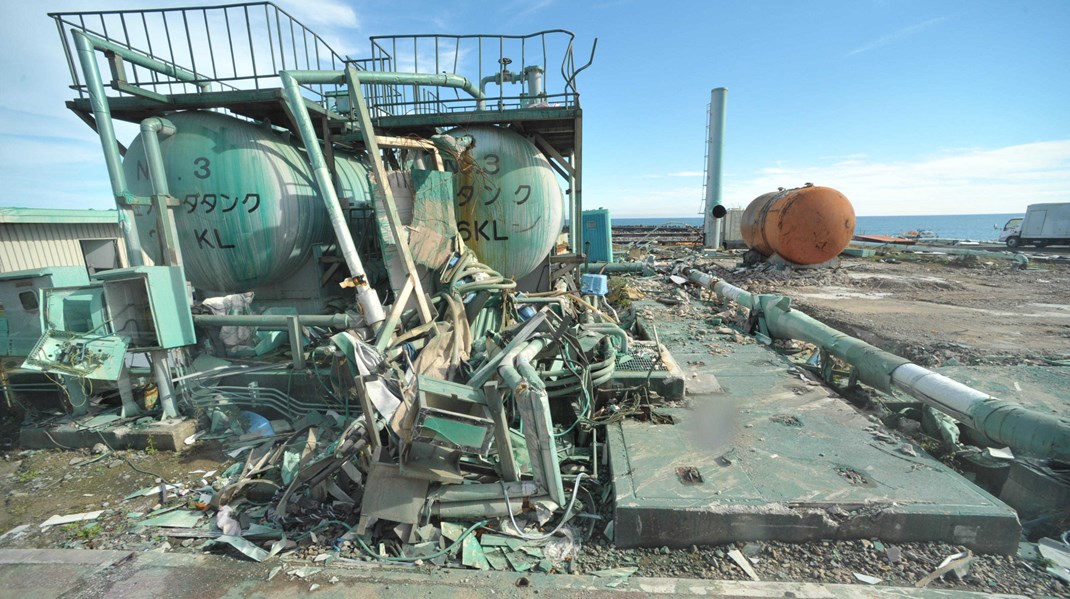 Kärnkraftverket Fukushima efter tsunamin 2011.