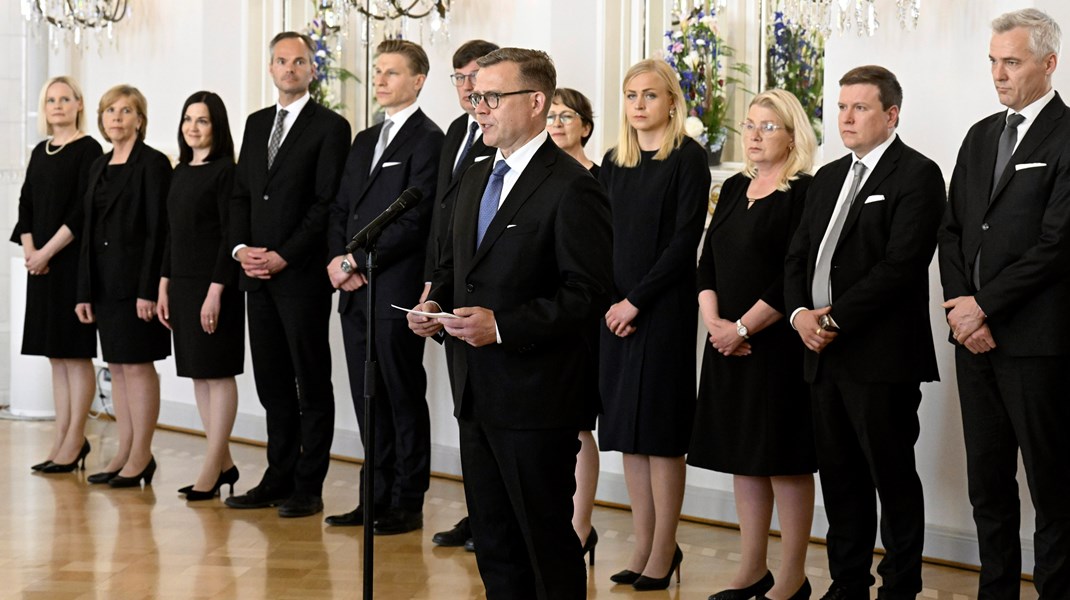 Finlands nya statsminister Petteri Orpo och några av hans ministrar.