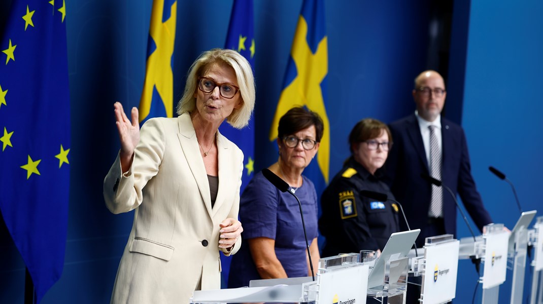 Finansminister Elisabeth Svantesson, Skatteverkets generaldirektör Katrin Westling Palm, generaltulldirektör Charlotte Svensson och rikskronofogde Fredrik Rosengren höll under tisdagen en gemensam pressträff. 