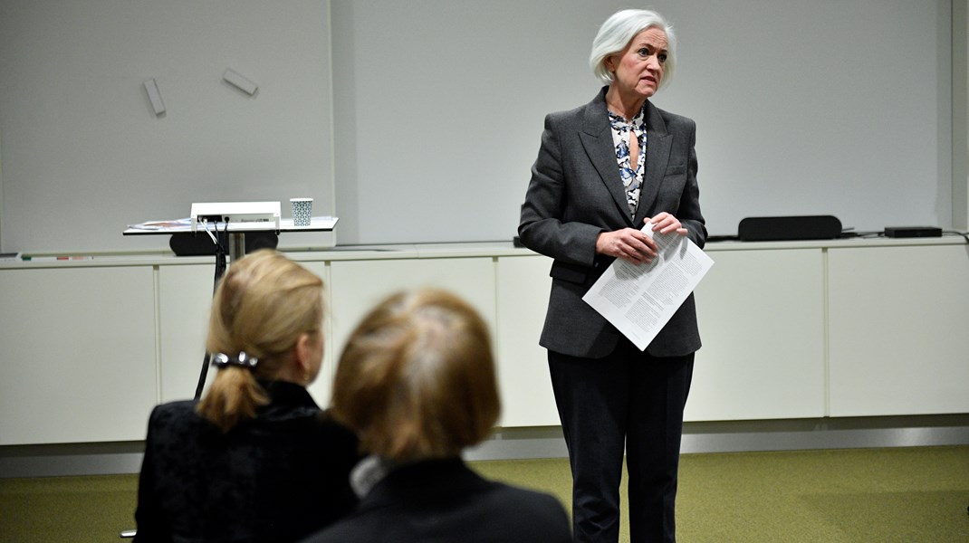 Sjukvårdsminister Acko Ankarberg Johansson (KD) presenterade strategin på en pressträff.