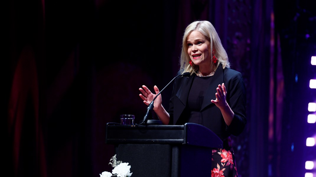 Jämställdhetsminister Paulina Brandberg (L) talar under Fadimegalan.