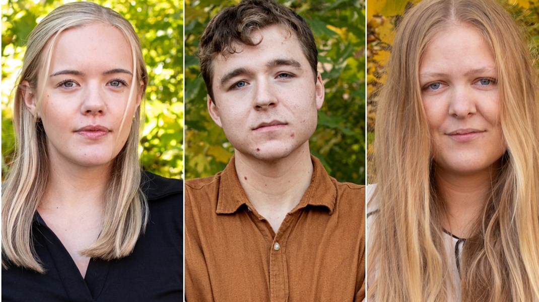 Från vänster till höger, Liv Näslund, Jonathan Lilja och Hedvig Lindgren. 