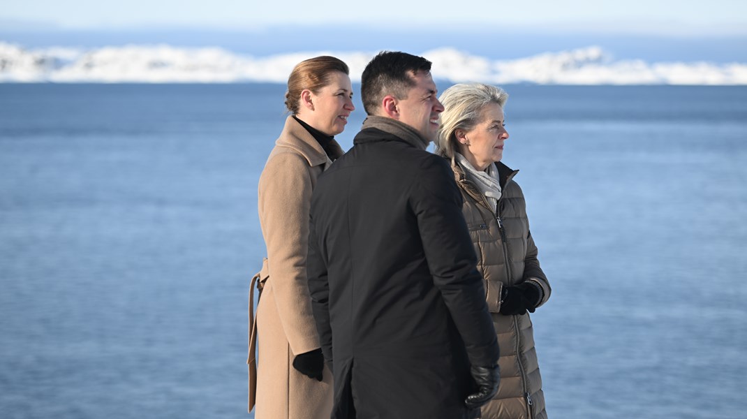 Danmarks statsminister Mette Frederiksen och EU-kommissionens ordförande Ursula von der Leyen träffade Grönlands statsminister Múte B. Egede i Nuuk på fredagen. 