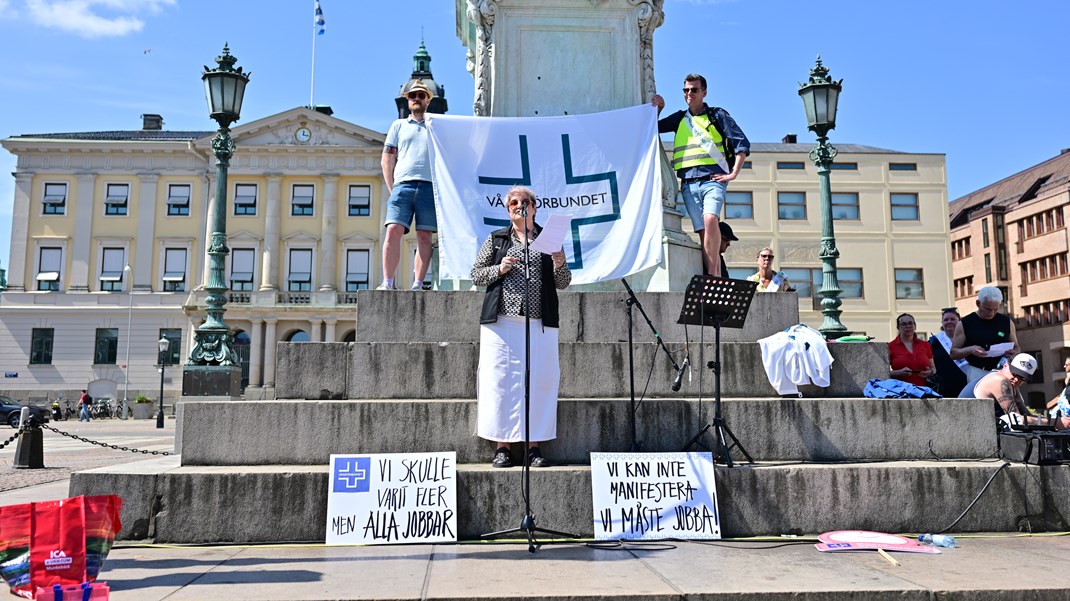 Vårdförbundets ordförande Sineva Ribeiro talade vid en manifestation i lördags i Göteborg.