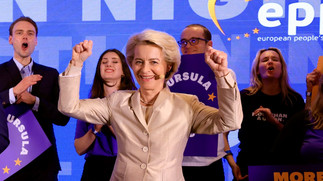 Ursula von der Leyen hyllades av sina partikamrater på valsöndagen när resultatet av EU-valet kom in, trots att hon inte har stått på valsedeln.