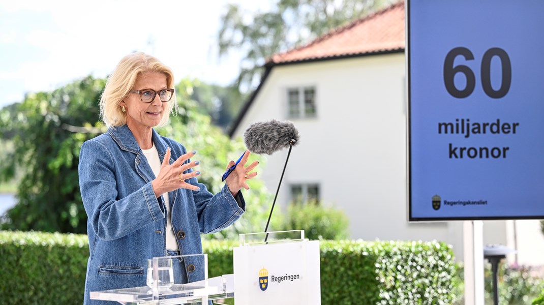 Finansminister Elisabeth Svantesson (M) höll på torsdagen pressträff vid Harpsund om reformutrymmet. 