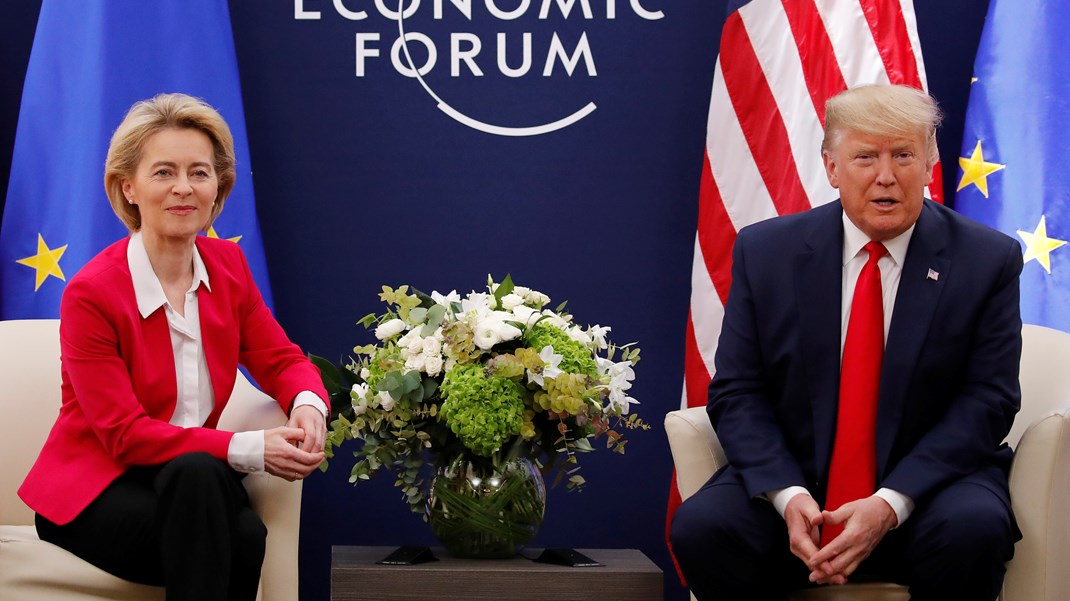 Även om Ursula von der Leyen log artigt mot Donald Trump vid World Economic Forum i Davos, Schweiz, år 2020, hoppas hon att inte se honom återvända som president i år.