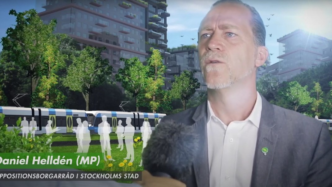 Daniel Helldéns vision av Bromma parkstad som partiet vill bygga på Bromma flygfält.