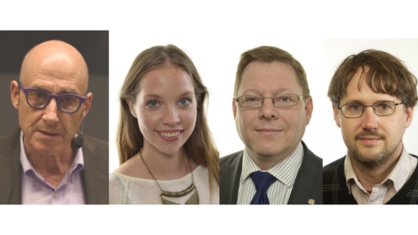 Ledamöter i Public service-kommittén. Olle Wästberg, för Liberalerna, Angelika Bengtsson för Sverigedemokraterna, Per Lodenius för Centern och Niclas Malmberg för Miljöpartiet framhåller alla att public service måste få vara aktiv på de plattformar där mediekonsumenterna finns. 